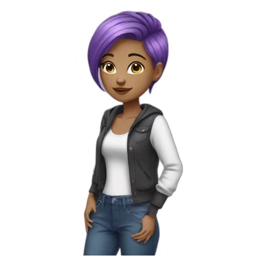 Beautiful girl with purple hair and stylish clothes sticker