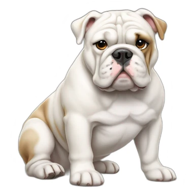 Full body white English bulldog tilted his head to the side sticker