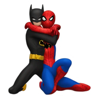 spider man and batman hug sticker