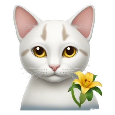 a cat with a lily flower sticker