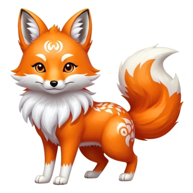 Japanese fox spirit kitsune with three tails sticker