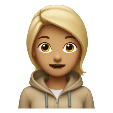 Girl shrugging emoji wearing beige clothes sticker