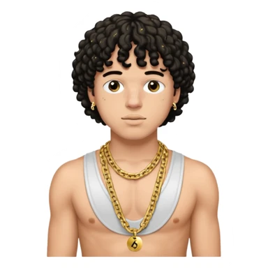Jack Harlow with black sequin baggy pants, shirtless with necklace sticker