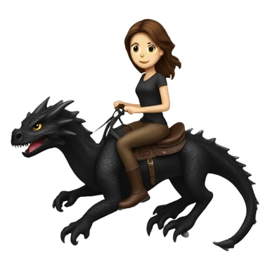 Brown haired woman riding a black dragon sticker