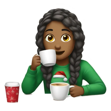 Girl drinking a coffee in a Christmas ￼ sticker