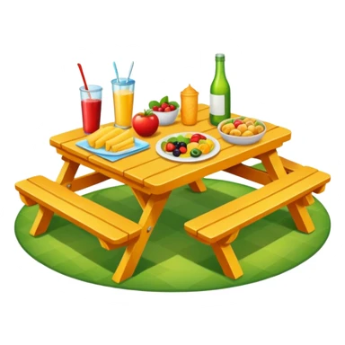 picnic table with food items on it sticker