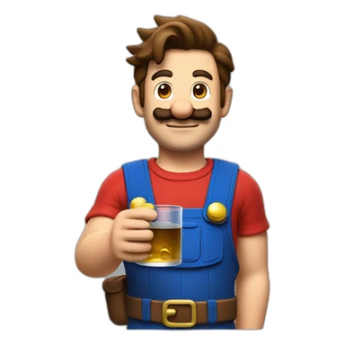 Mario holding full glass sticker