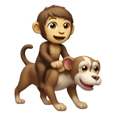Cute monkey riding a dog sticker