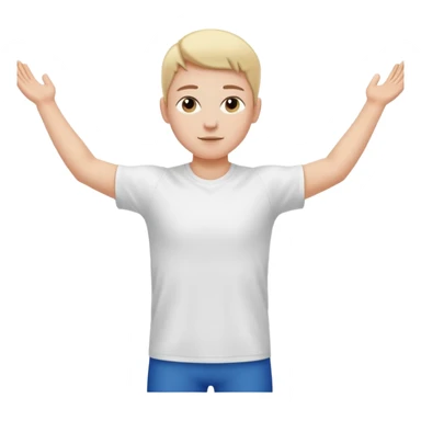 Una persona con los brazos estirados perpendicularmente hacia ambos lados con una camiseta blanca  sticker