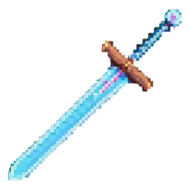 pixel art style diamond sword reminiscent of retro games sticker
