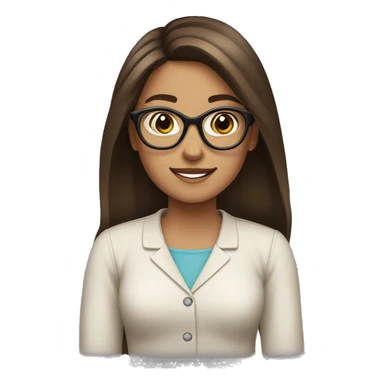 girl with brunette hair and brown glasses amiling sticker