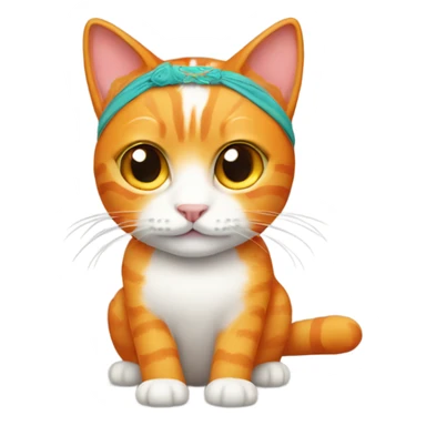 Orange cat wearing a 2025 headband  sticker