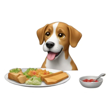 A dog eating lunch sticker