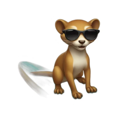  weasel with sunglasses on a surf board sticker