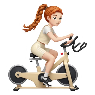 Ginger french braids riding stationary bike cream outfit sticker