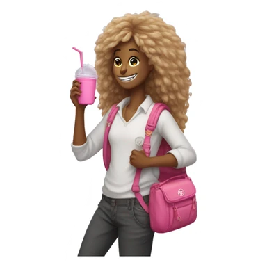 preppy lorax holding a pink tumbler and lipgloss and has on a lululemon belt bag sticker