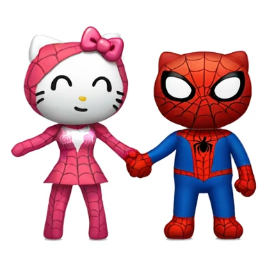 Hello kitty and Spider-Man holding hands sticker