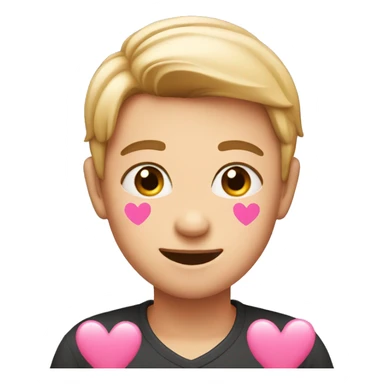 Emoji blushing with pink hearts sticker
