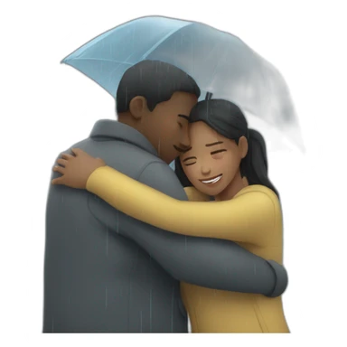 hugging under rain sticker