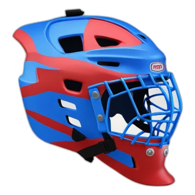 hockey goalkeeper's helmet painted blue and red side view sticker
