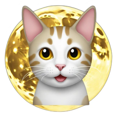 cat on moon sticker