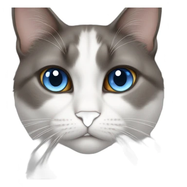 White cat with one brown eye and one blue eye sticker