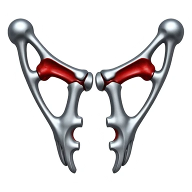 metallic anatomic bones with blood, steel texture, dark dramatic tone, minimal details sticker