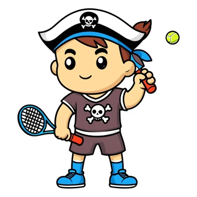 Pirate holding a tennis racket  sticker