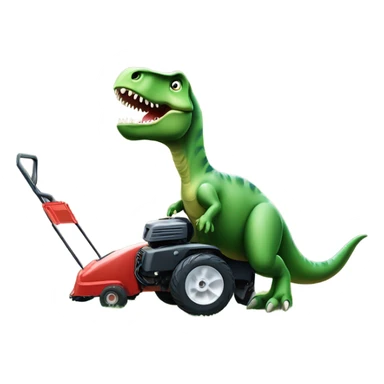 Dinosaur mowing the lawn sticker