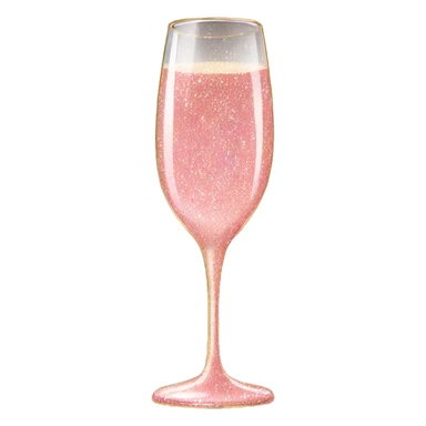 Rose pink champagne glass with glitter  sticker