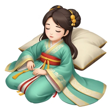 Beautiful girl in Hanfu lying on the ground sleeping sticker