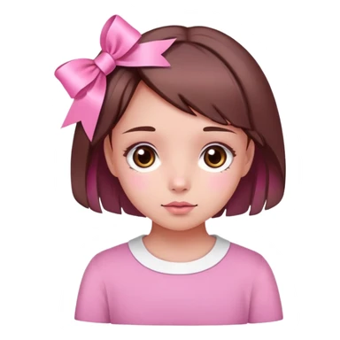 Cute pink innocent face with ribbon brown hair and brown eyes sticker
