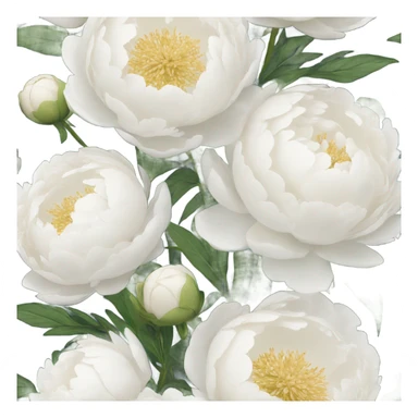 White peonies bouquet  sticker