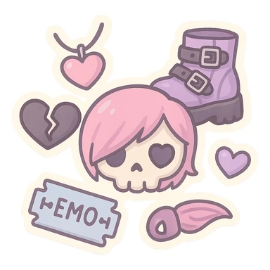pastel emo objects sticker