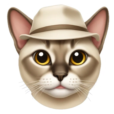 Chonky Siamese cat wearing hat sticker
