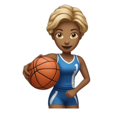 female playing football with small basket ball sticker