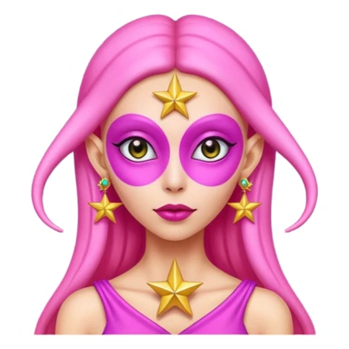 pink alien woman with golden star earrings sticker