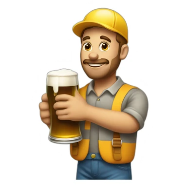 a painter with a roller in his right hand and a beer in his left hand sticker