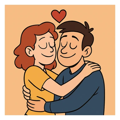 two people hugging representing the concept of love, cartoon style sticker