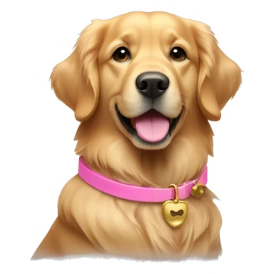 golden retriever with pink collar sticker