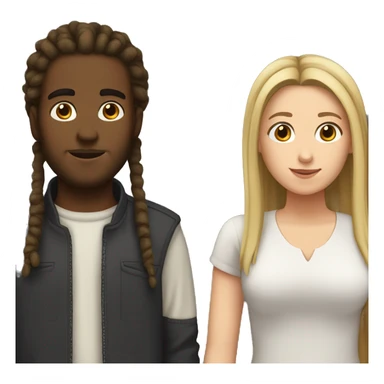 Brown skinned guy with dreadlocks and white girl with straight dark blonde hair sticker