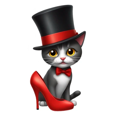 Cat with a top hat and red high heels sticker