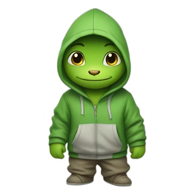 The little dragon is dressed in a hoodie sticker