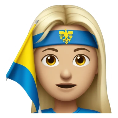 super-realistic angry female Ukrainian holds the ukranian flag sticker