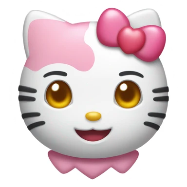 Hello kitty with heart eyes smiling  sticker