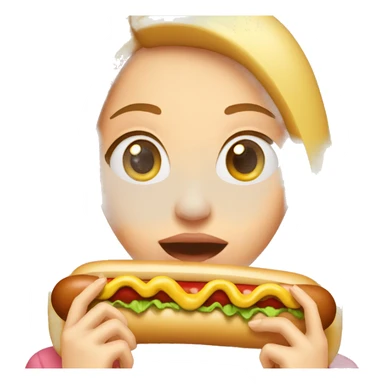 girl in eating hotdog sticker