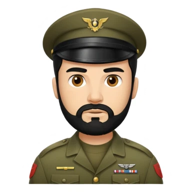 male soldier black hair and beard tyle sticker