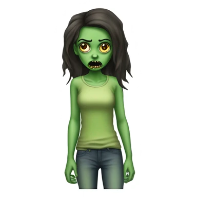 Brunette zombie girl in horror zombie green skinny  sticker