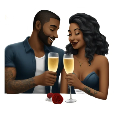 Romantic date for beautiful tattooed couple drinking champagne  sticker