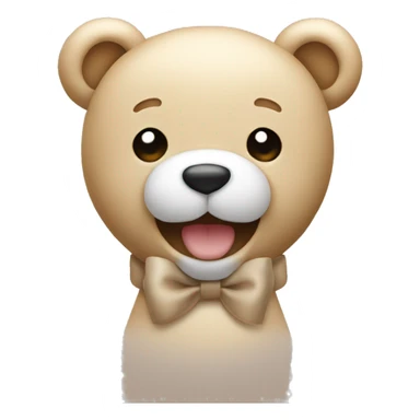 Smiling Beige teddy with a white bow sticker